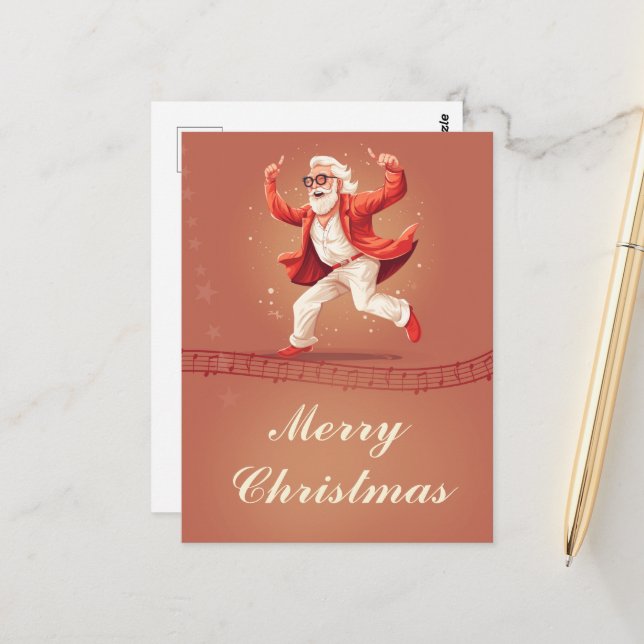 Tancing Santa Claus Postkarte (Vorderseite/Rückseite Beispiel)