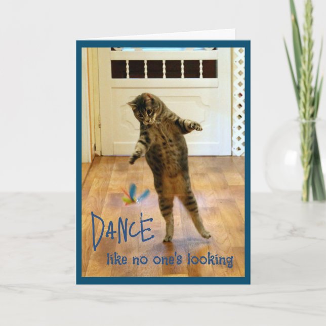 Tancing Tabby Cat Geburtstag Dankeskarte (Vorderseite)