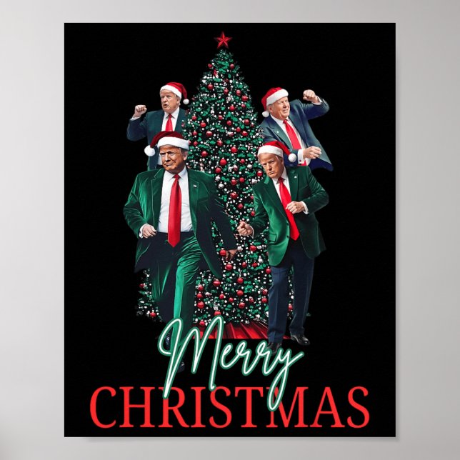 Tancing Trump Santa Merry Weihnachts Daddy's Zuhau Poster (Vorne)