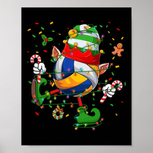 Tancing Volleyball Ball Elf Hat Scute S Niedlich S Poster