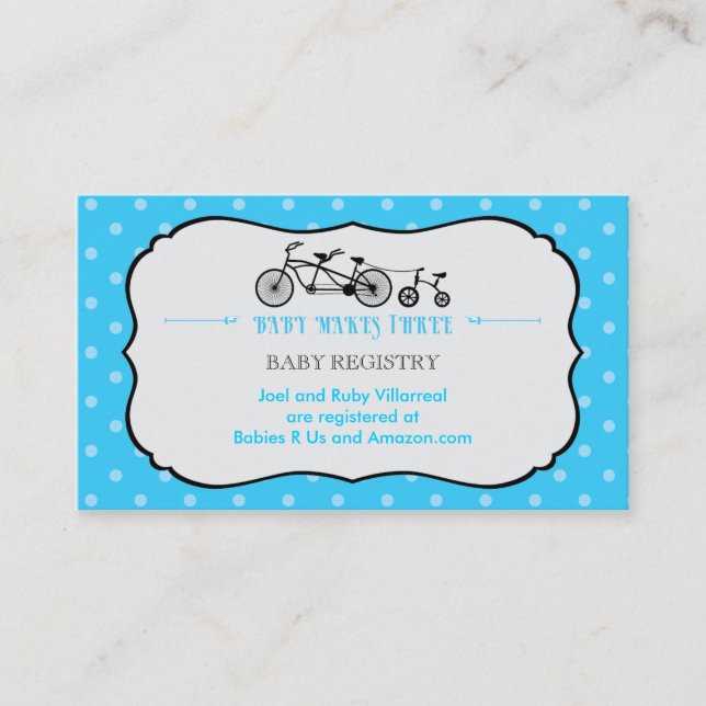 Tandem Bicycle Baby Shower Registry Card Begleitkarte (Vorderseite)
