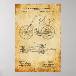 Tandem Bicycle Blueprint Poster