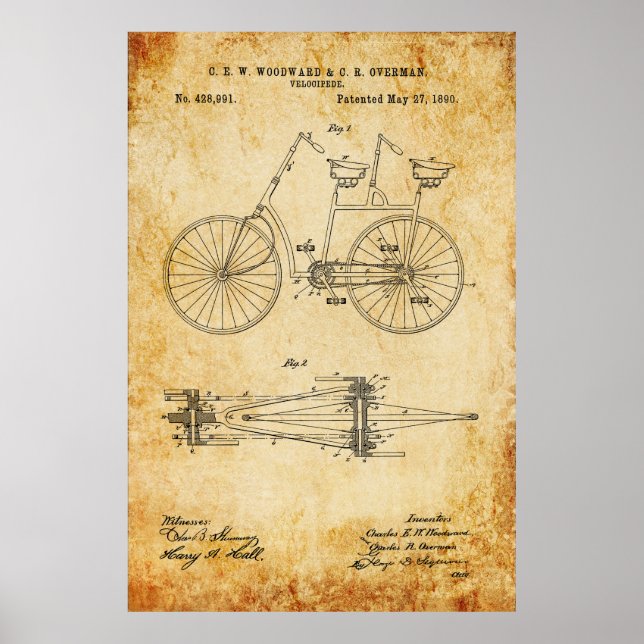 Tandem Bicycle Blueprint Poster (Vorne)
