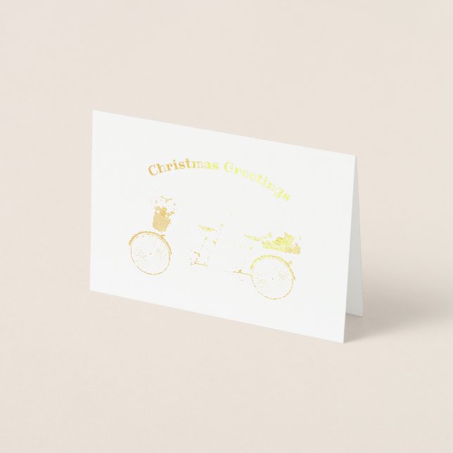 Tandem Bicycle Goldfolie Weihnachtskarte Folienkarte (Vorderseite)