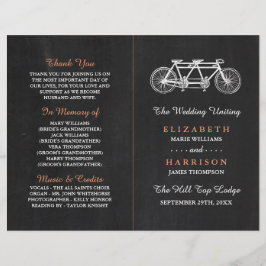 Tandem Bicycle on Chalkboard Wedding Program