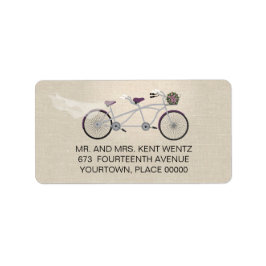 Tandem Bicycle Plum Wedding Rücksendeadresse Adressaufkleber