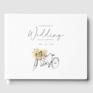Tandem Bicycle Rustikale Sonnenblume Wasserfarbenh Gästebuch