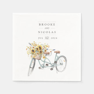 Tandem Bicycle Rustikale Sonnenblume Wasserfarbenh Serviette