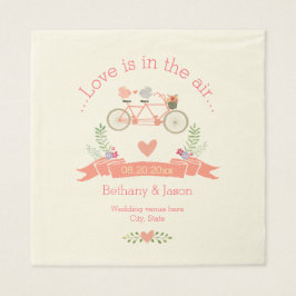Tandem Bicycle, Vögel und Banner Wedding Serviette
