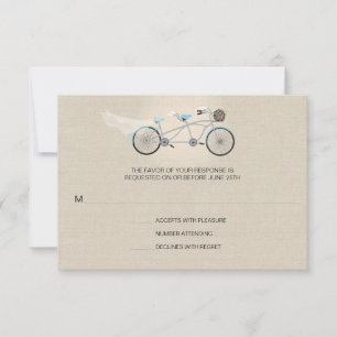 Tandem Bicycle Wedding Imitate Linen UAWG RSVP Karte