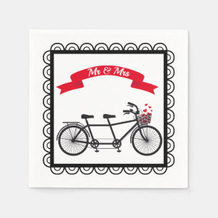 Tandem Bicycle Wedding Napkin Serviette