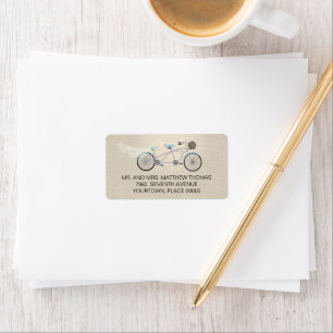 Tandem Bicycle Wedding Rücksendeadresse Adressaufkleber