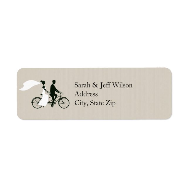 Tandem Bicycle Wedding Rücksendeadressen-Aufkleber (Vorne)
