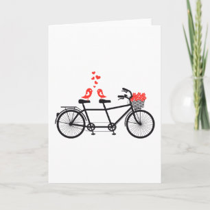 Tandem Bicycle With Cute Love Karte