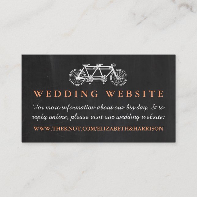 Tandem Bicycles auf der Website für Hochzeiten auf Begleitkarte (Vorderseite)
