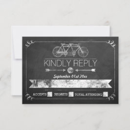 Tandem-Bikerkartentafel Typografie Wedding RSVP Karte