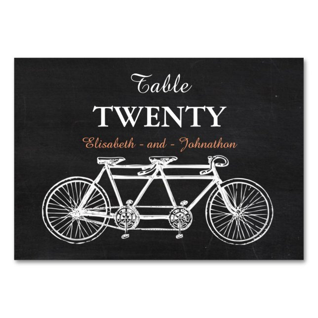 Tandem Chalkboard Wedding Tischnummer (Vorderseite)