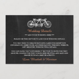 Tandem-Fahrrad auf Kopfbrett Hochzeitsbeilage Begleitkarte