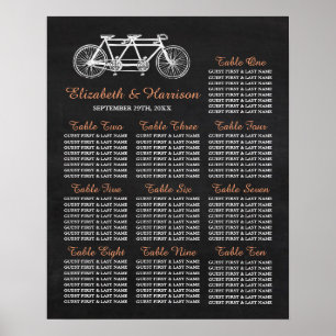 Tandem-Fahrrad auf Kopfbrett-Hochzeitskarte Poster