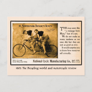 Tandem-Fahrrad-Geschichte US-amerikanisches Nation Postkarte