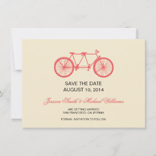 Tandem-Fahrrad-Hochzeit Termin merken Pink Ecru Save The Date