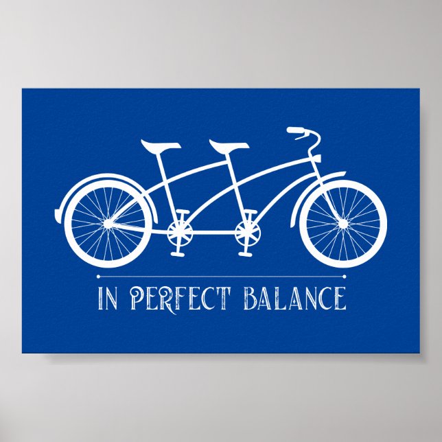 Tandem Fahrrad in perfektem Balance blau weiß Poster (Vorne)
