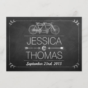 Tandem-Fahrrad-Kreidetafel-Typografie-Hochzeit Begleitkarte