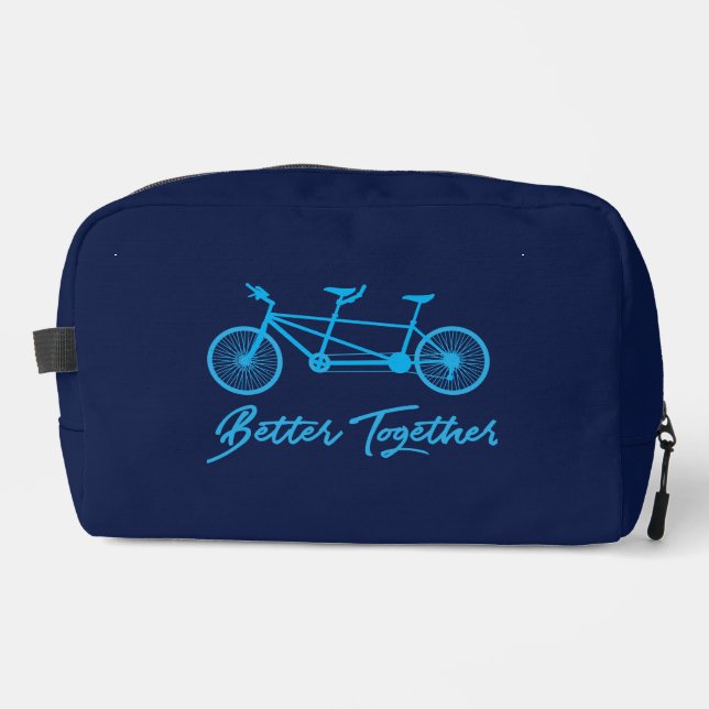 Tandem-Fahrrad Miteinander besser Blau Waschbeutel (Vorderseite)