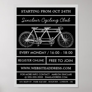 Tandem-Fahrrad, Radklub-Werbung Poster