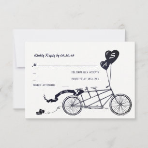 Tandem Fahrrad Romantische Lässige Hochzeit RSVP