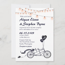 Tandem Fahrrad Romantische Lässige Hochzeitseinlad Einladung