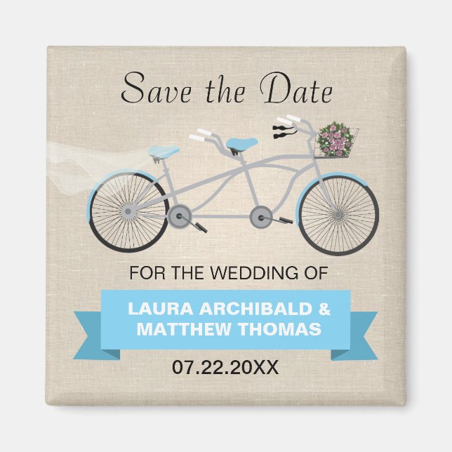 Tandem Fahrrad Save the Date Magnet (Vorne)