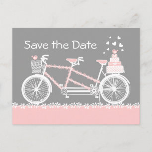 Tandem Fahrrad Save the Date Postkarte