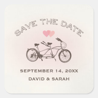 Tandem-Fahrradaufkleber Save the Date Quadratischer Aufkleber
