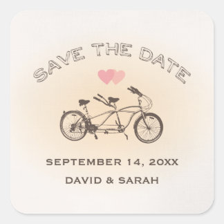 Tandem-Fahrradaufkleber Save the Date Quadratischer Aufkleber