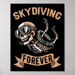 Tandem-Fallschirmspringen Skelett Fallschirmspring Poster