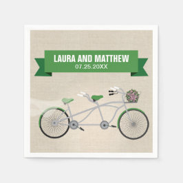 Tandem Green Bicycle Wedding Engagement Party Serviette