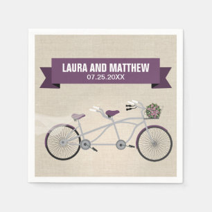 Tandem-Lila Fahrradfahrer-Hochzeitsparty Serviette