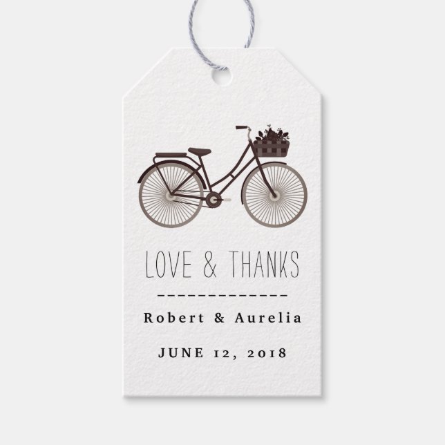Tandem-Radhochzeit Geschenkanhänger (Vorderseite)