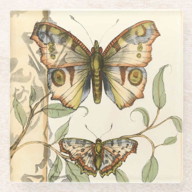 Tandem schlägt über grüne Blätter Glasuntersetzer (Vorderseite)