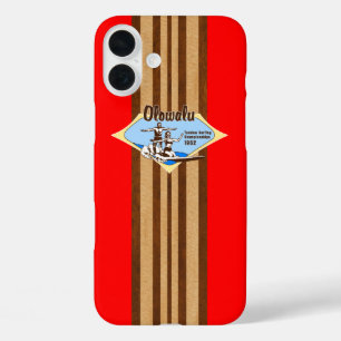 Tandem surfen Hawaiianische Imitate Holzsurfboard  iPhone 16 Plus Hülle