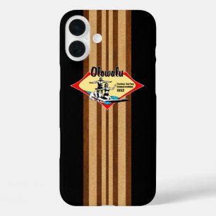 Tandem Surfen Hawaiianische Imitate Wood Black Sur iPhone 16 Plus Hülle
