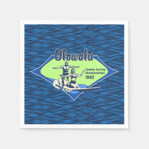 Tandem Surfen Hawaiianisches Vintages Surfdesign Serviette