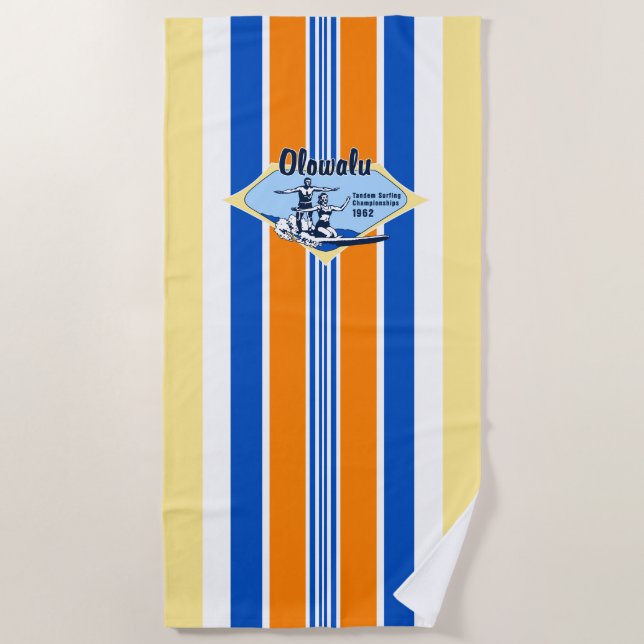 Tandem Surfen Hawaiianisches Vintages Surfen - Gel Strandtuch (Vorderseite)