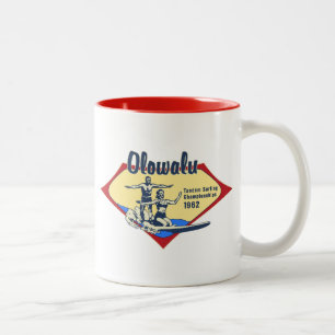 Tandem-Surfing Hawaiian Vintage-Surf-Design Zweifarbige Tasse