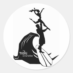 Tandem-Surfsticker Schwarz Runder Aufkleber