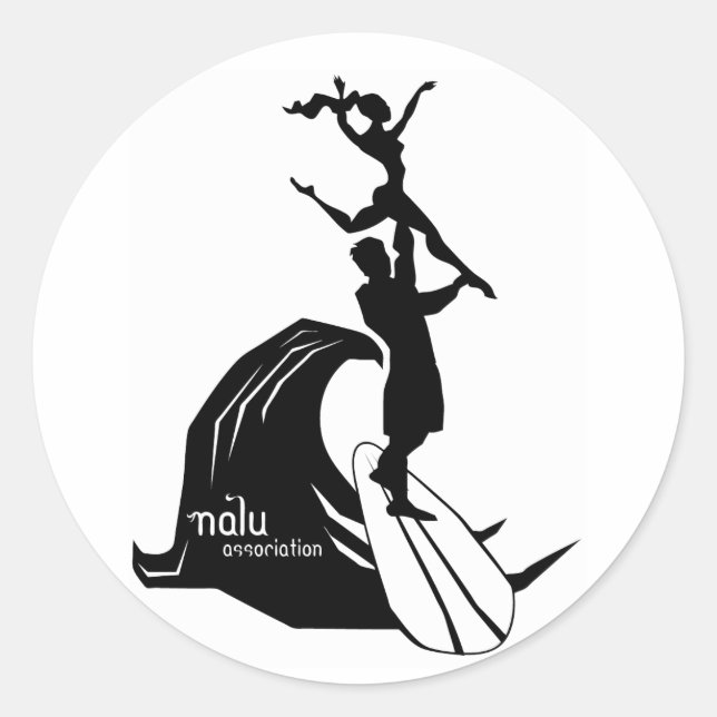 Tandem-Surfsticker Schwarz Runder Aufkleber (Vorderseite)