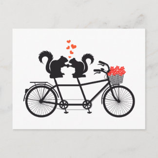 Tandemfahrrad mit Eichhörnchen Postkarte