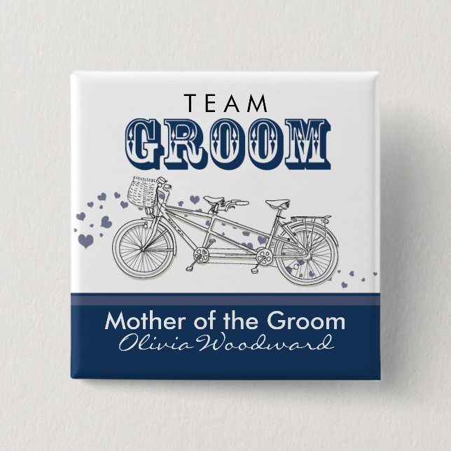 Tandemfahrrad-"Team-Bräutigam-" Brautparty-Knopf Button (Vorderseite)