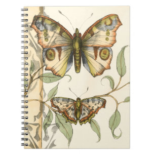 Tandemschmetterlinge über grünem Blätter Notizblock